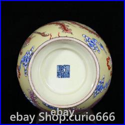 10.4Old Qianlong Year Famille Rose Porcelain Dragon Phoenix Pattern Bottle Vase