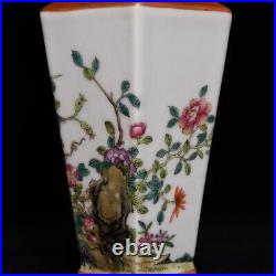 10.6 Antique dynasty Porcelain qianlong mark pair famille rose flower bird vase