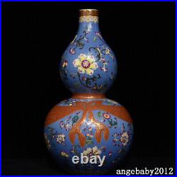 10.6 China Porcelain Qing dynasty qianlong mark famille rose flower gourd Vase