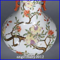 10.6 China Porcelain qing dynasty qianlong mark famille rose pomegranate Vase