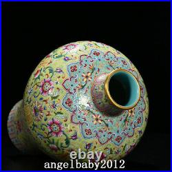 10.6 Chinese Porcelain qing dynasty qianlong mark famille rose flower Pulm Vase