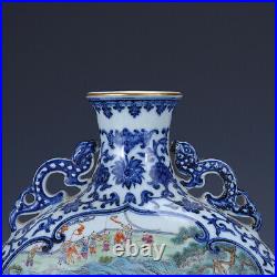 10.6 Old porcelain qing dynasty qianlong mark famille rose Dragon Boat vase
