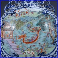 10.6 Old porcelain qing dynasty qianlong mark famille rose Dragon Boat vase