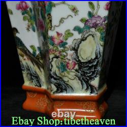 10.8 Qianlong Old Chinese Famille Rose Porcelain Flower Bird Bottle Pair JL