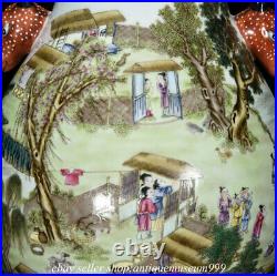 10.8 Qing Qianlong Chinese Famille rose Porcelain Human story Deer Zun Vase