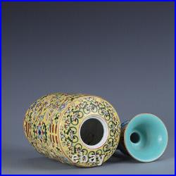 10 Antique China Porcelain Qing dynasty qianlong mark famille rose flower Vase