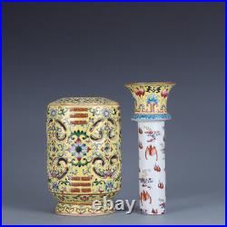 10 Antique China Porcelain Qing dynasty qianlong mark famille rose flower Vase