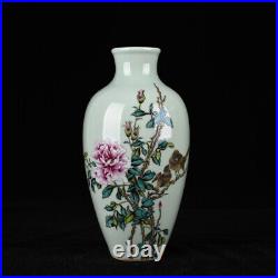 10 Antique Qing dynasty Porcelain qianlong mark famille rose flowers bird vase