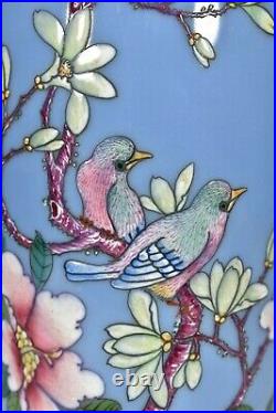 10 China Old Qing dynasty Porcelain Qianlong mark famille rose flower bird vase
