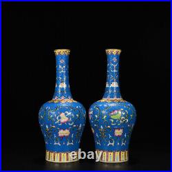 10 China dynasty Porcelain qianlong mark pair famille rose Eight treasures vase