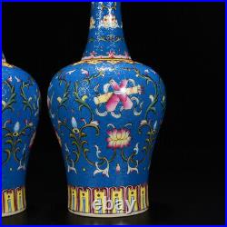 10 China dynasty Porcelain qianlong mark pair famille rose Eight treasures vase