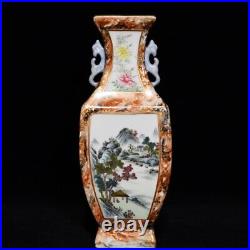 10 Old Antique Porcelain Qing dynasty qianlong mark famille rose landscape Vase