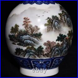 10Antique Qing dynasty Porcelain qianlong mark pair famille rose landscape vase