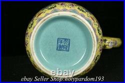 11.2 Qianlong Marked Chinese Famille rose Porcelain Flower Handle Kettle Teapot