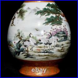 11.4 Antique Porcelain Qing dynasty qianlong mark famille rose monkey Pine Vase
