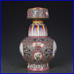 11.4 Chinese Porcelain qing dynasty qianlong mark famille rose flower bird Vase