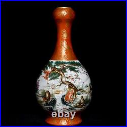11.4 Old dynasty Porcelain qianlong mark famille rose pine Crane monkey vase