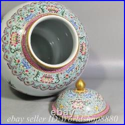 11.4 Qianlong Chinese Famille rose Porcelain Lotus Swallow Jar Pot Pair