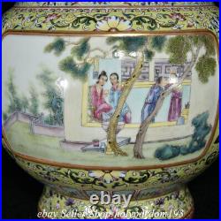 11.4 Qing Qianlong Chinese Famille rose Porcelain Flower Figure story Vase