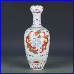 11.6 Old Chinese porcelain qing dynasty qianlong mark famille rose dragon vase