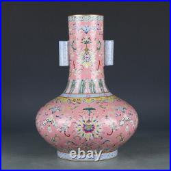 11.6 Old Chinese porcelain qing dynasty qianlong mark famille rose lotus vase
