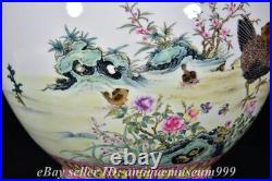 11.6 Qianlong Chinese Famille rose Porcelain Flower Fowl chicken Vase Bottle