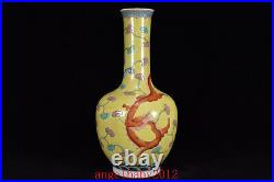 11 Antique Porcelain qing dynasty qianlong A pair famille rose dragon RuYi Vase