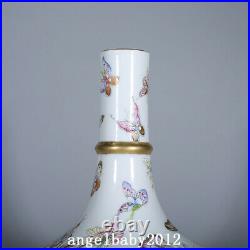 11 China Porcelain Qing dynasty qianlong mark gilt famille rose butterfly Vase