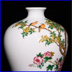 11 Qianlong Chinese Famille rose Porcelain Flower Bird Vase Bottle Pair