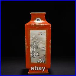 12.2 Antique qing dynasty Porcelain qianlong mark famille rose Snow scene vase