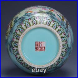 12.2 Old China porcelain Qing dynasty qianlong mark famille rose baby play vase