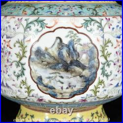 12.4 Old Chinese Qianlong Marked Famile Rose Porcelain landscape Vase Bottle
