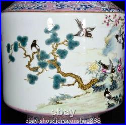 12.4 Qianlong Marked Chinese Famille rose Porcelain Flower Bird Vase Bottle