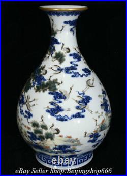 12.4 Qianlong Marked Chinese Famille rose Porcelain Tree Cranes Vase Bottle