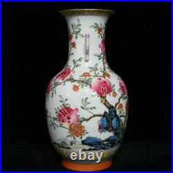 12.4Qianlong Marked China Famille Rose Porcelain pomegranate Flower Bottle Vase