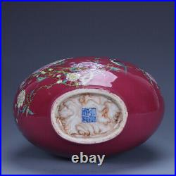 12.5 old porcelain Qing dynasty qianlong mark famille rose flower bird vase