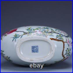 12.5 old porcelain Qing dynasty qianlong mark famille rose peach bat vase