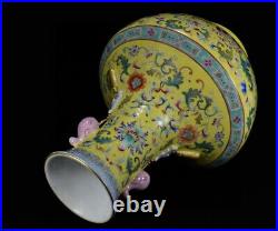 12.6 China old dynasty Porcelain Qianlong mark famille rose flowers plants vase
