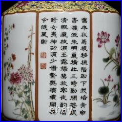 12.6 Chinese Porcelain Qing dynasty qianlong mark famille rose peony lotus Vase