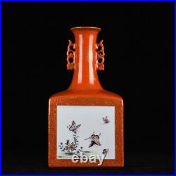 12.6 Porcelain Qing dynasty qianlong mark famille rose butterfly flower Vase