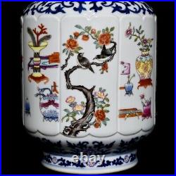 12.6 Qing dynasty qianlong mark Porcelain famille rose peony lotus bird Vase