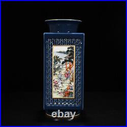 12.8 Antique dynasty Porcelain qianlong mark famille rose character story vase