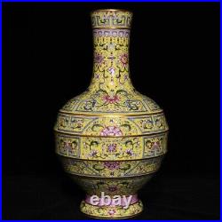 12.8 Old Antique Porcelain Qing dynasty qianlong mark famille rose flower Vase