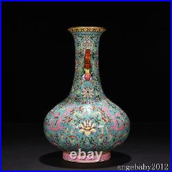 12 Antique Porcelain qing dynasty qianlong mark famille rose dragon flower Vase