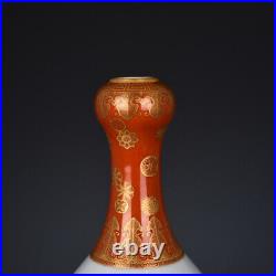 12 China Porcelain qing dynasty qianlong mark gilt famille rose landscape Vase
