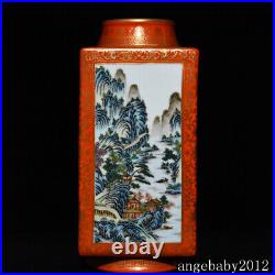 12 Chinese Old Porcelain Qing dynasty qianlong mark famille rose landscape Vase