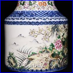 12 Chinese Porcelain Qing dynasty qianlong mark famille rose peony peacock Vase