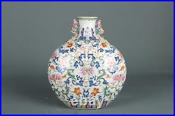 12Antique qing dynasty Porcelain qianlong mark famille rose flowers plants vase
