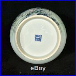 13.2 Qianlong Marked Old Chinese Famille Rose Porcelain Crane Birds Bottle Vase