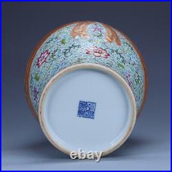 13.3 Old chinese porcelain Qing dynasty qianlong mark famille rose lotus vase